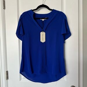 Blue flutter sleeve top